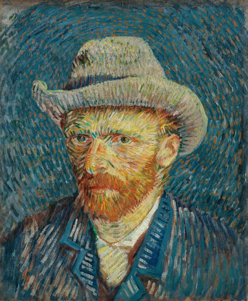 Autorretrato de Vincent van Gogh com chapéu de feltro cinza